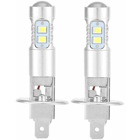 Ampoules de phares, 2x H1 6000K Ultra White 100W Kit d'ampoules de phares à LED pour feux de croisement