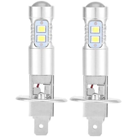 Ampoules de phares, 2x H1 6000K Ultra White 100W Kit d'ampoules de phares à LED pour feux de croisement