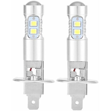 Ampoules de phares, 2x H1 6000K Ultra White 100W Kit d'ampoules de phares à LED pour feux de croisement