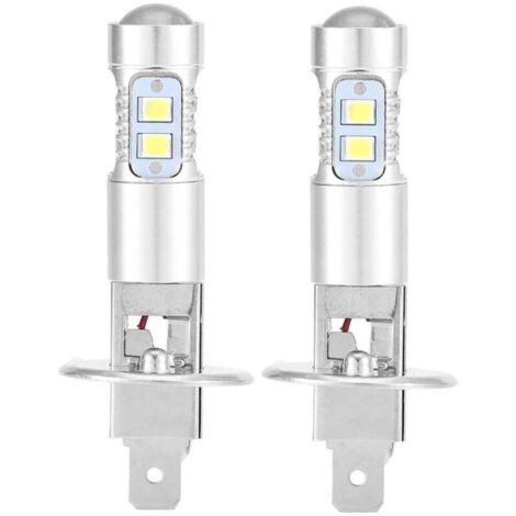 Ampoules de phares, 2x H1 6000K Ultra White 100W Kit d'ampoules de phares à LED pour feux de croisement