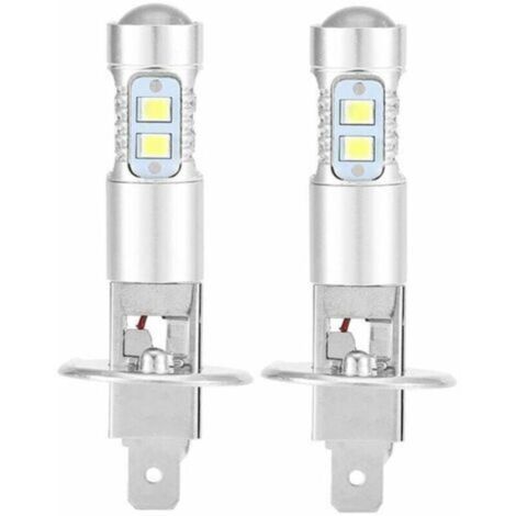 Ampoules de phares, 2x H1 6000K Ultra White 100W Kit d'ampoules de phares à LED pour feux de croisement