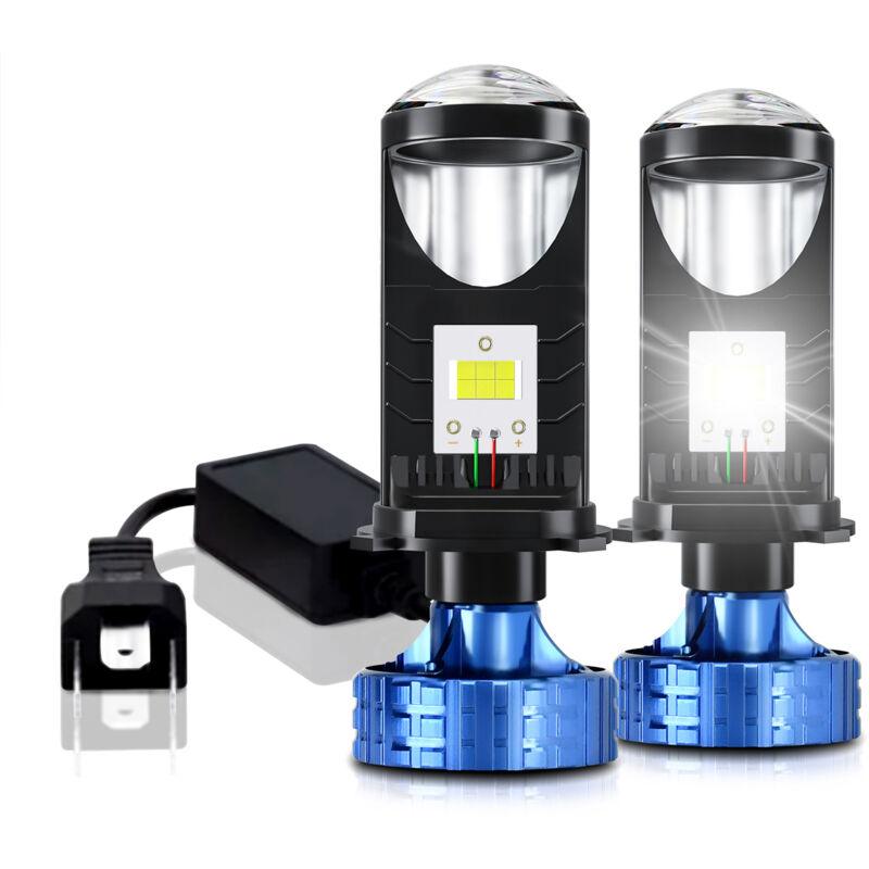 Ampoules de phares à led H4, kit de conversion de phares à led super lumineux 20000LM 60W 6000K lumière blanche IP68 étanche, lot de 2