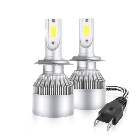 Ampoules de phares de moto à LED H7, paire d'ampoules de phares à LED H7 6000 K, kit de conversion de phares à lumière blanche, ampoules de voiture étanches, 2 ampoules H7 6000 K
