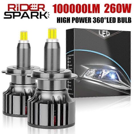 Ampoules de phares de voiture LED H7 Canbus 360 H4 H1 100 000 lm 260 W HB3 HB4 9012 Turbo avec lentille de projecteur H11 9005 6 000 K - AquaForge