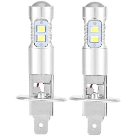 Ampoules de phares H1 LED 6000K - Ultra blanches, 100W, lot de 2 pour feux de croisement