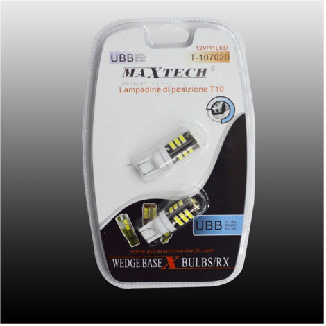 Ampoules De Position Maxtech T-107020 12 V / 11 Led T10 Ampoules Ultra Lumineuses