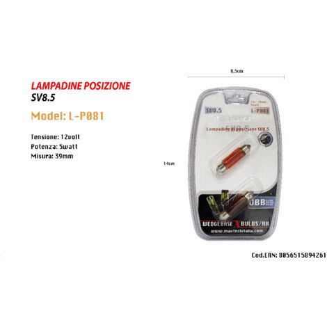 Ampoules De Position Sv8.5 12v 5w 39mm Ultra Lumineuses Maxtech L-p081r