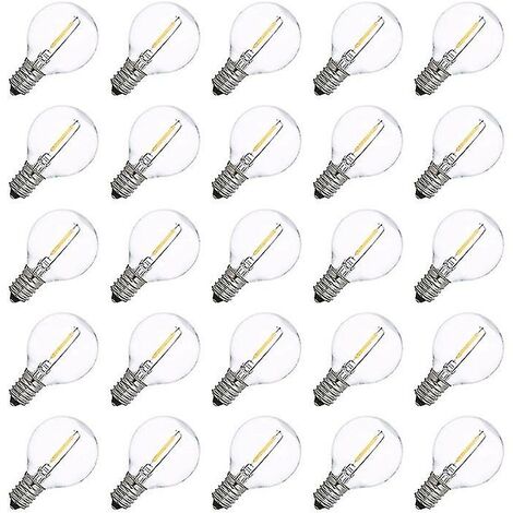 Ampoules de rechange Led G40 E12, 25 pièces, 0.6w 2700k, lumière à Filament