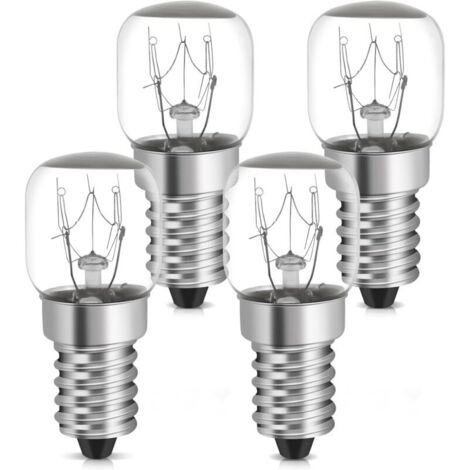 ampoules de réfrigérateur 15 W E14 blanc chaud, résistantes à 300 °C (2700 K, ST22 ⌀22 mm, lot de 4 lampes de four T22 pour four, barbecue, sauna, lampe au sel, micro-ondes