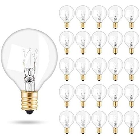 Ampoules de Remplacement G40, 25 PCS E12 Ampoules en Verre Ampoules Globe G40 7W Globe Ampoule Extérieure Résistance à leau IP44 Blanc Chaud pour la Fête à la Maison