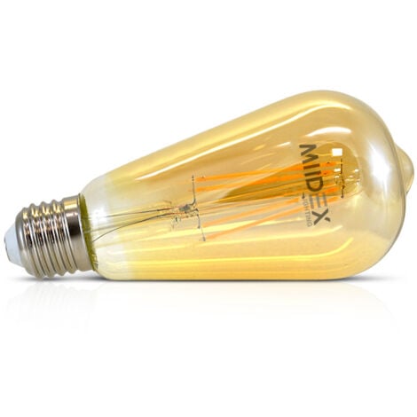 Ampoules E27 filament ST64 2700K Blanc chaud - 8W - Finition golden