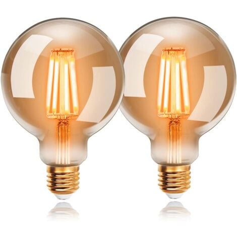 KCVV Ampoules E27 LED Vintage, Blanc Chaud 2700K, 4W Ampoule à Filament Intérieur, Equivalent à Ampoule Incandescente 40W, G80 Edison Rétro Antique Lampe Décorative, Non-Dimmable, Lot de 2