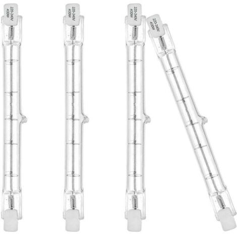 Ampoules éco halogènes R7S 118mm 400W 230V 3100lm blanc chaud 2700K Ampoule de type J pour le travail, la sécurité, les éclairages paysagers, les lampadaires (lot de 4) [Classe énergétique C]