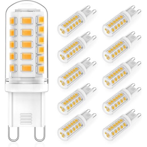 Ampoules G9 LED 3W Équivalent 33W 40W 50W G9 Halogène Lampe, Blanc Chaud 2700K, 500LM, 360 Degrés, Sans Scintillement, CRI 83+, AC/DC 220-240V, Non Dimmable, Paquet de 10