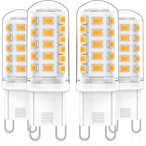 Ampoules G9 LED 3W Équivalent 33W 40W 50W G9 Halogène Lampe, Blanc Chaud 2700K, 500LM, 360 Degrés, Sans Scintillement, CRI 83+, AC/DC 220-240V, Non Dimmable, Paquet de 4