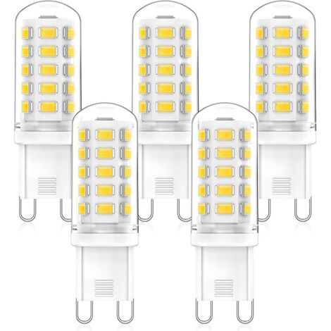 Ampoules G9 LED 3W Équivalent 33W 40W 50W G9 Halogène Lampe, Blanc Naturel 4000K, 320LM, 360 Degrés, Sans Scintillement, CRI 83+, AC/DC 220-240V, Non Dimmable, Paquet de 5