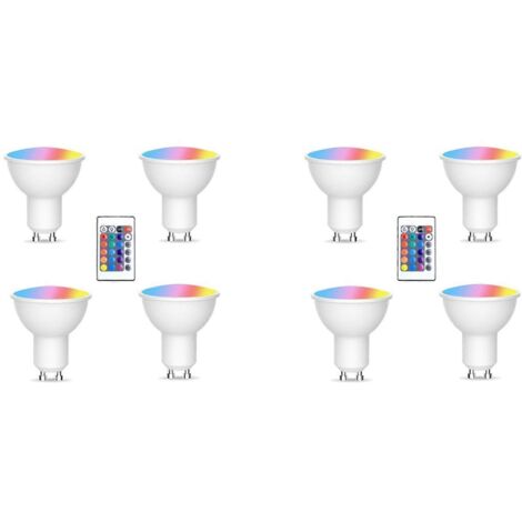 ampoules GU10 et 1 télécommande avec fonction mémoire. Spot lumineux à 17 couleurs changeables. 4 modes d'éclairage dynamiques.