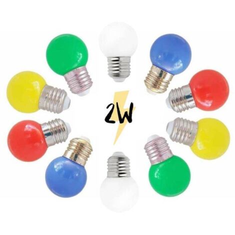 Ampoules guinguette LED 2W multicolore E27 plastique lot de 10 professionnelle