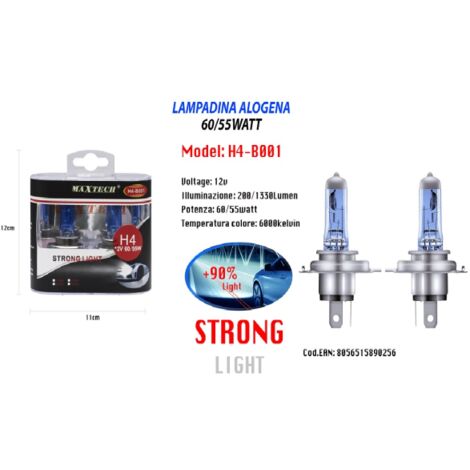 AMPOULES H4 POUR VOITURE 60/55W 12V BLANC HALOGÈNE LUMIÈRE DE REMPLACEMENT MAXTECH H4-B001