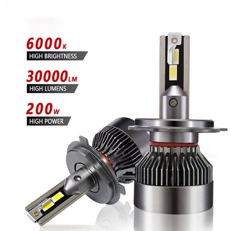 Ampoules H7 LED 30000LM 200W pour 24V Automobiles, 6001K Blanc
