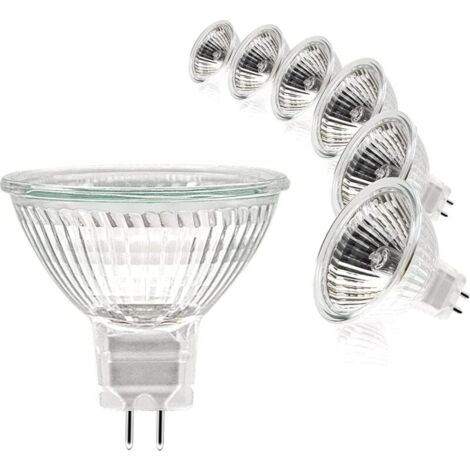 Ampoules Halogènes, Ampoule Spot MR16, Ampoule 12V 20W, Ampoule gu5.3 Ampoule MR16 Dimmable, 2 Broches Ampoules Halogène Blanc Chaud 2700K, Couvercle en Verre pour Plafonnier, Pack de 6-LIAIKI