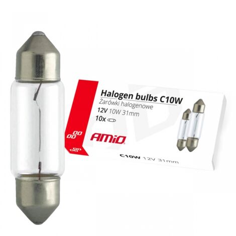 Ampoules halogènes C10W Festoon 31 mm 12 V, lot de 10, amio-02555