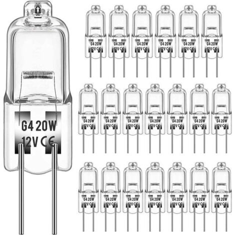 Ampoules halogènes G4 10 W 12 V - Blanc chaud - Lot de 20