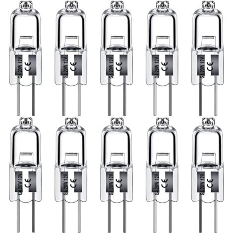 Ampoules halogènes G4 10 W 12 V, capsule transparente, culot à 2 broches, blanc chaud, dimmables, lot de 10