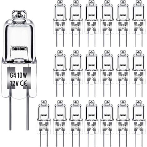 Ampoules halogènes G4 10 W 12 V - Lumière blanc chaud - Lot de 20