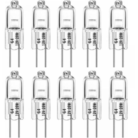 Ampoules halogènes G4 20W 12V T3 JC à 2 broches pour remplacement, adaptées aux éclairages paysagers, sous meuble, Puck Light et Tra