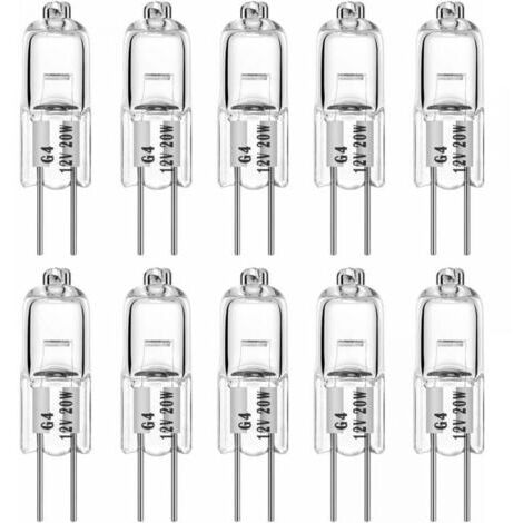 Ampoules halogènes G4 20W 12V T3 JC Type 2 broches de remplacement de la base pour le paysage sous le meuble Puck Light Track Lighting Dimmable (10Pack)