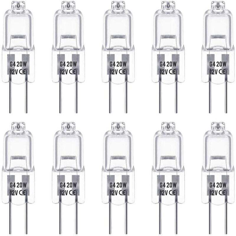Ampoules Halogènes G4, Lampe de Base à Broche Halogène 12V 20W, Blanc Chaud 2800K, Gradable, Lampe Halogène Basse Tension G4, Lampe à Capsule