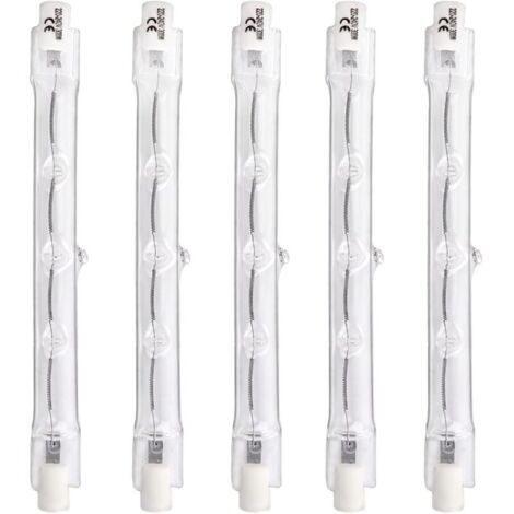 Ampoules Halogènes Linéaires R7s 118mm 300W, Dimmable Blanc Chaud 2700K 4500LM, 220V Projecteur à Double extrémité R7s pour Plafonniers, Éclairage paysager, Lumière de travail de sécurité, 5 pièces