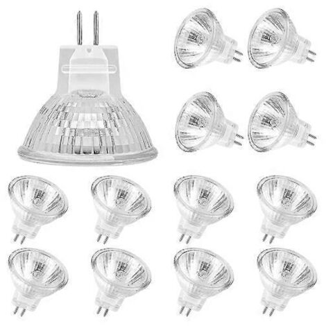 Ampoules halogènes MR11 (lot de 12), ampoule halogène GU4 12 V 20 W, cache-ampoule MR11 GU4 dimmable pour plafonnier