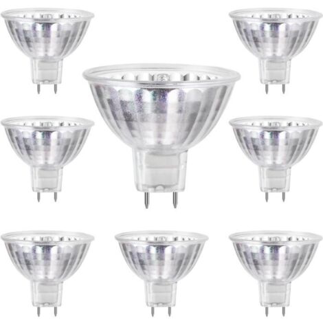 Ampoules Halogènes - MR16 - 12V 50W - Blanc Chaud - Dimmable - 8 Pièces