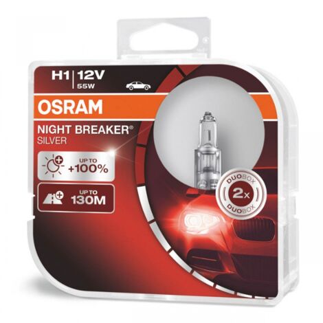 Ampoules halogènes Osram H1 12V 55W P14.5s NIGHT BREAKER SILVER +100% /2 pcs./