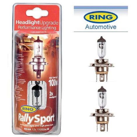 Ampoules halogènes RallySport H4 12V 80W P43t – Éclairage blanc 3500K – Traitement anti-UV – Lot de 2 – Ring - RW484