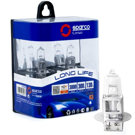Ampoules halogènes Sparco H3 12 V 3 000 K Jaune 55 W PK22s, 2 pièces
