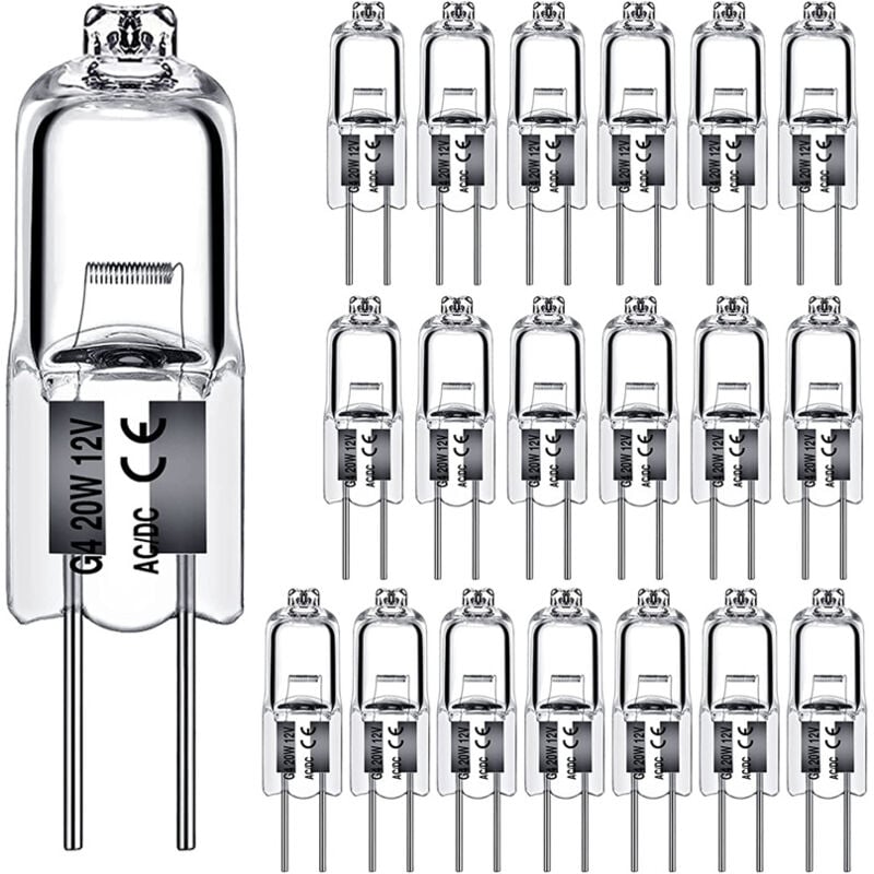 Ampoules halogènes G4 20W 12V Type 2 broches de remplacement de la base pour le paysage sous le meuble Puck Light Track Lighting Dimmable (10Pack)