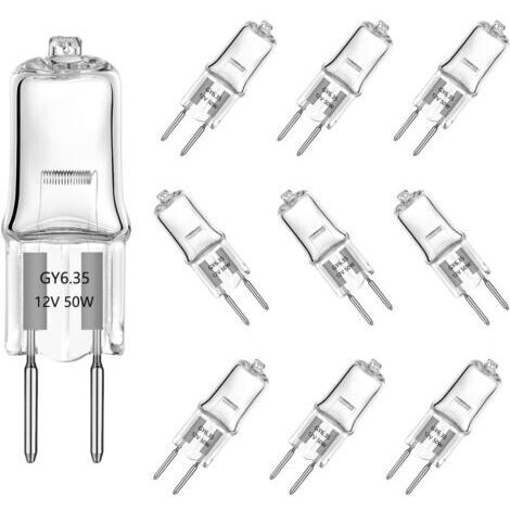 Ampoules Lampe Halogène G6.35 Lampe Halogène 50W 12V 650lm, lampe porte - stylo halogène GY6.35 pour Lustre, éclairage de paysage, Blanc Chaud 2700k (10 pcs [Classe énergétique G]