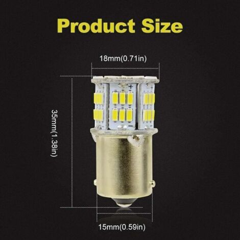 Ampoules LED 1156 BA15S P21W (2 unités) – 54 SMD 3014, blanc froid 6500 K, pour feux arrière, clignotants et de recul, 12 V