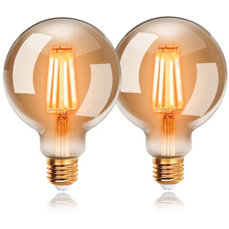 Ampoules LED 6W Edison Vintage G80, Blanc Chaud 2200K E27, Equivalent à Ampoule Incandescente 48W, Ampoule Rétro à Filament, Rétro Antique Lampe décorative, Non-Dimmable, Lot de 2