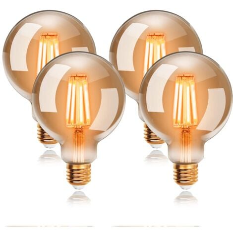 BEIJIYI Ampoules LED 6W Edison Vintage G80, Blanc Chaud 2200K E27, Equivalent à Ampoule Incandescente 48W, Ampoule Rétro à Filament, Rétro Antique Lampe décorative, Non-Dimmable, Lot de 4