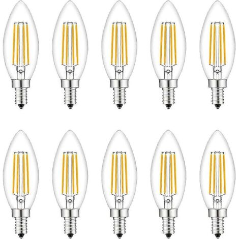 Ampoules LED à petite vis, lot de 10, culot E14, dimmables, équivalent 40 W E14/SES, 220 V, blanc chaud-AquaForge