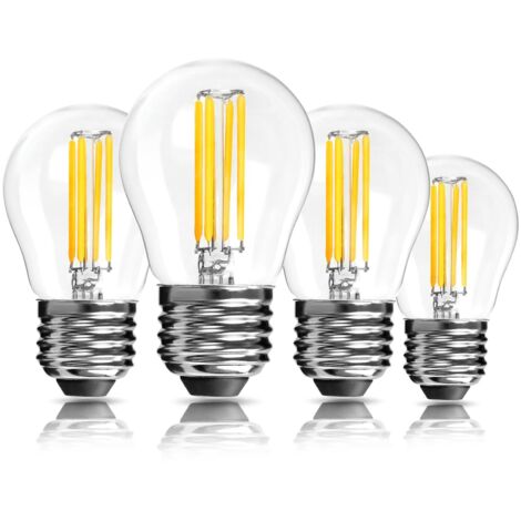Ampoules LED à vis E27, 6 W, culot G45, dimmables, blanc chaud 2700 K, forme sphérique, pour lampes de table et ventilateurs de plafond (lot de 4).-AquaForge