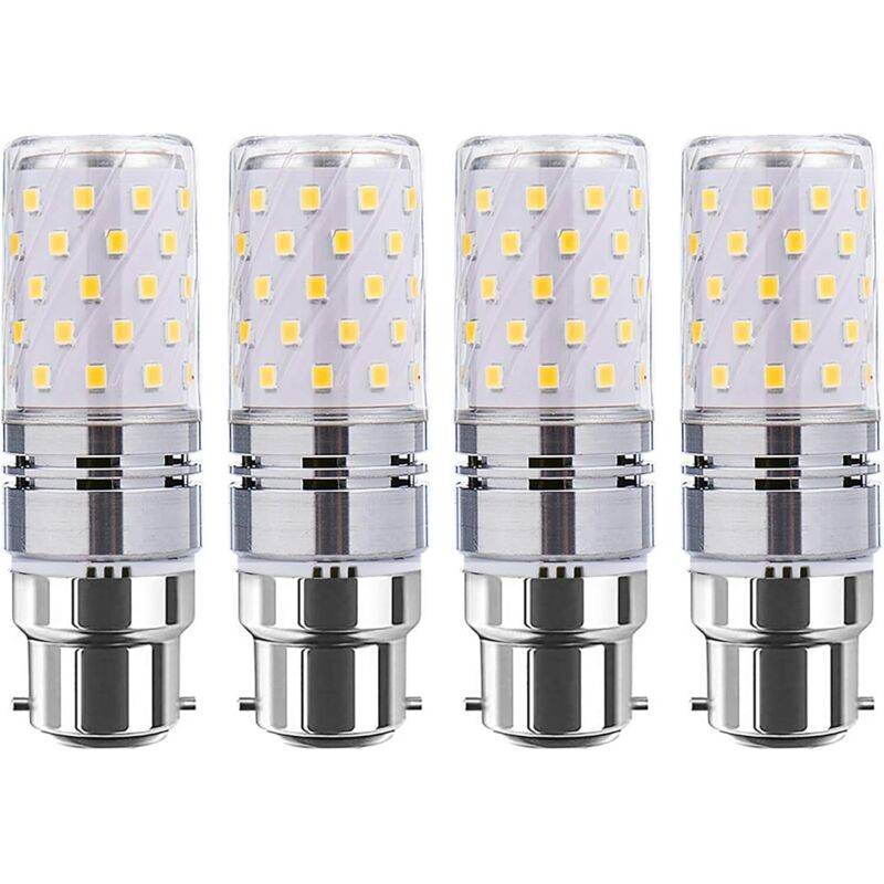 Ampoules LED B22 type maïs, 12 W, lot de 4, équivalent à une ampoule à incandescence de 100 W, 4000 K, AC85-265 V. Culot à baïonnette B22.