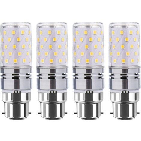 Ampoules LED B22 type maïs, 12 W, lot de 4, équivalent à une ampoule à incandescence de 100 W, 4000 K, AC85-265 V. Culot à baïonnette B22.