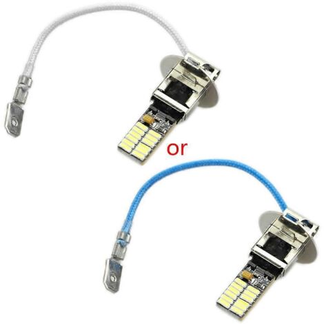 Ampoules LED blanches xénon H3 6500K 24-SMD-4014 pour phares antibrouillard ou feux de route