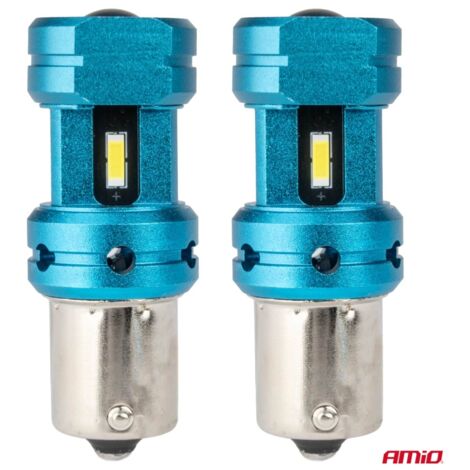 Ampoules LED CANBUS 1156 BA15S P21W R10W R5W 4SMD 1860 Blanc 12V 24V AMIO-04252