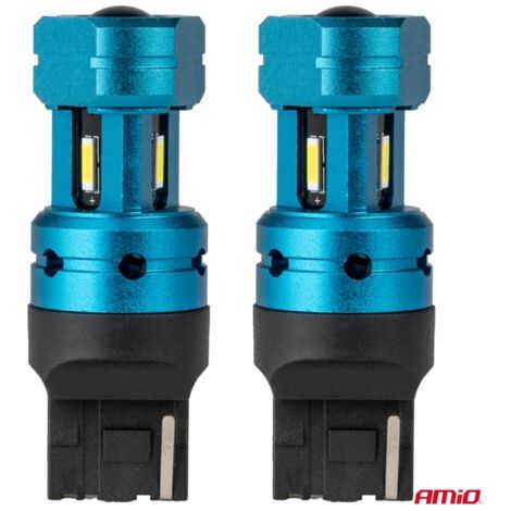 Ampoules LED CANBUS T20 7440 W21W 4SMD 1860 Blanc 12V 24V AMIO-04254